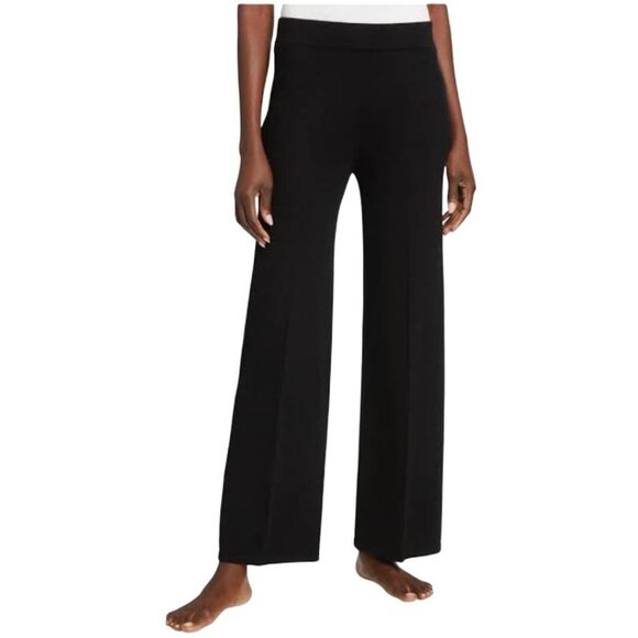 NWOT NEIMAN MARCUS Wide-Leg Pants 3X Straight Cut Pull On Lounge Black Cashmere
